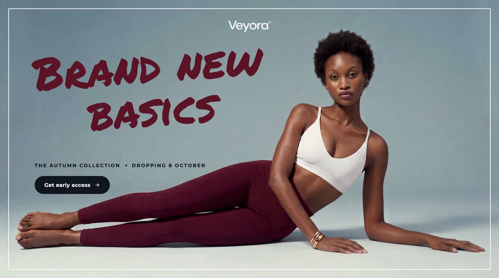 Autumn collection launch banner design for an activewear brand